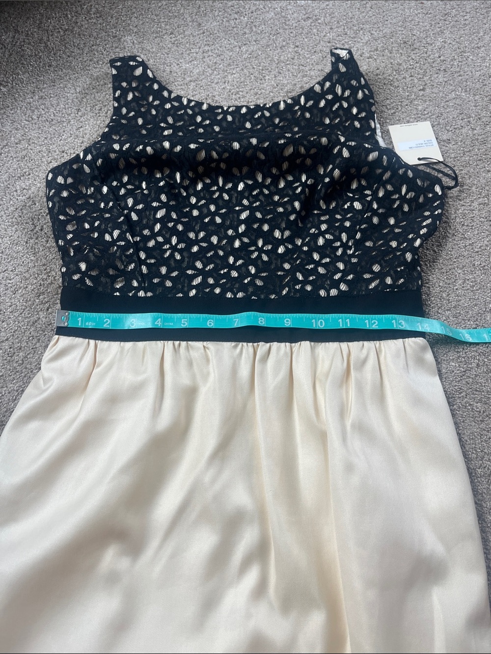 NWT Milly of New York Wool Silk Cotton Black Lace Cream Party Dress Bow Back sz6 - Picture 12 of 16